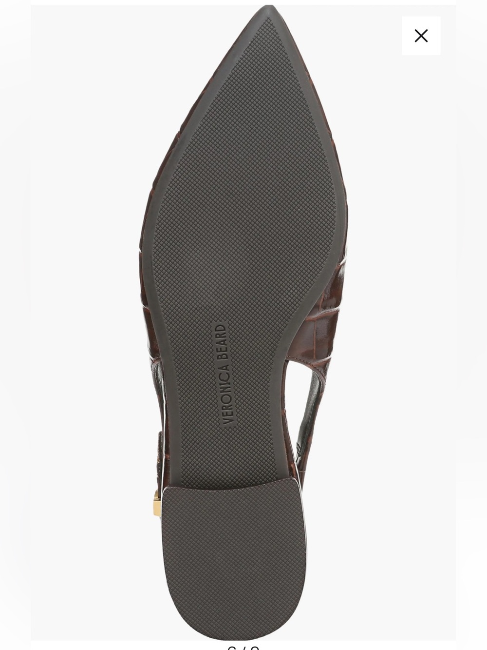 Veronica Beard Chocolate Croc-Embossed Pointed Slingback Flats 8 New $375 - Picture 6 of 12
